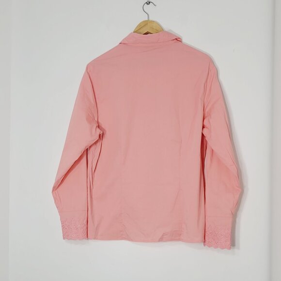 Moffi International Vintag Pink Cotton Blend Embroidered Button-Up Shirt Size XL - Picture 2 of 9